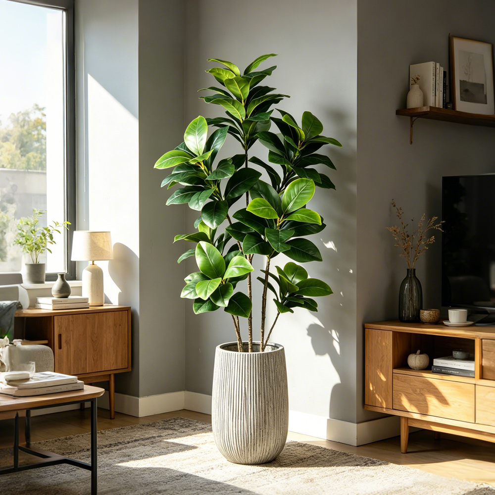 Rubber Plant Ficus - 74-140cm Large Artificial Banyan Tree Tropical